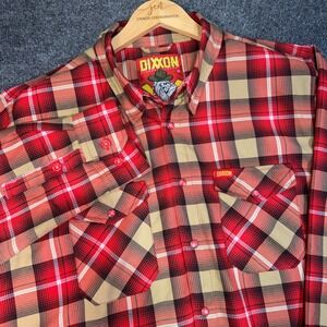 Dixxon Oorah! Flannel Shirt Mens XL Red Plaid D-Tech Snap Button Up Long Sleeve